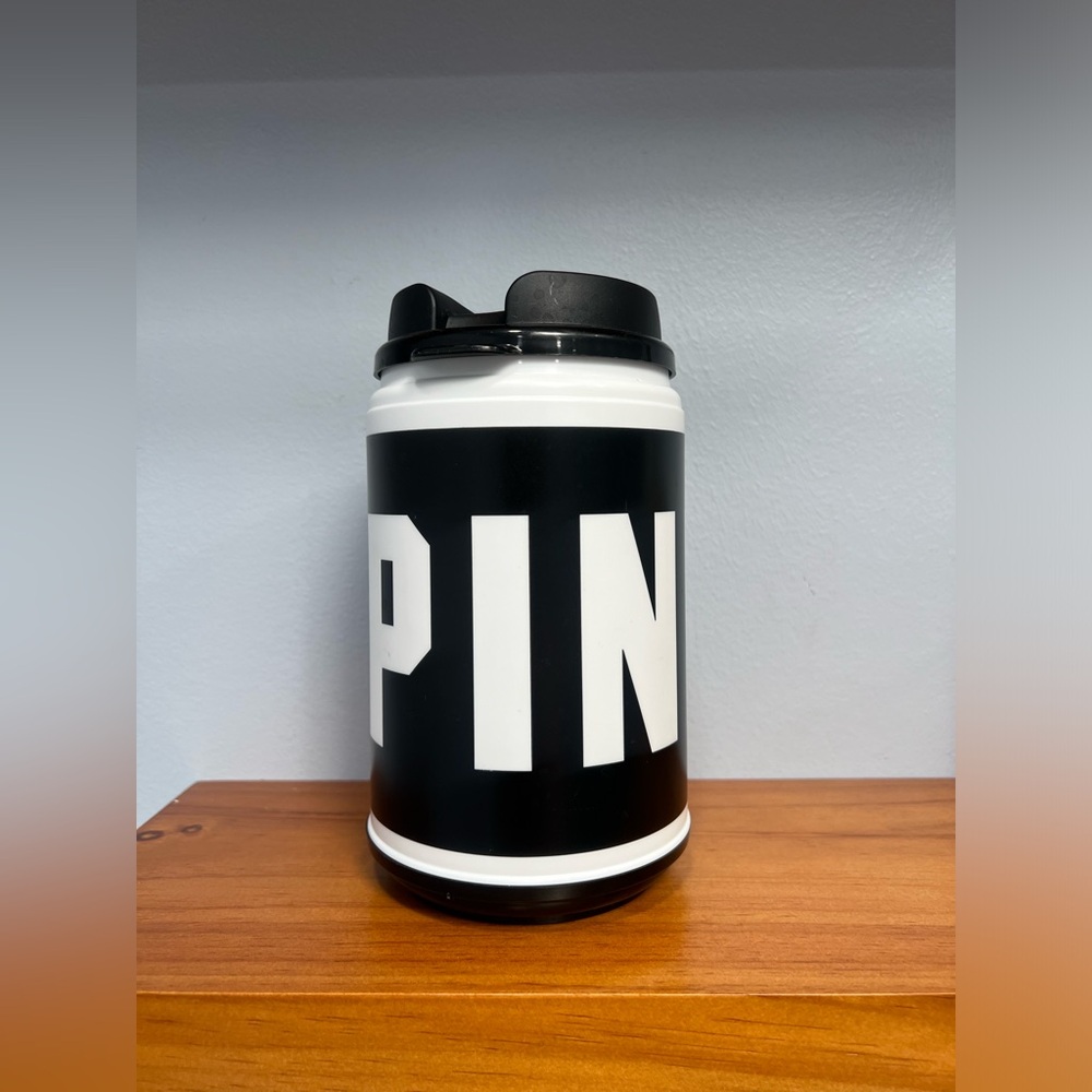 PINK Victorias Secret 24 oz Hot Cold Travel Chug Mug Black & White Pre Loved